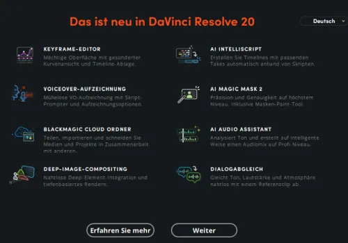 Davinci Update Informationen