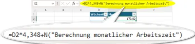 Formel +N("Kommentar") in Excel