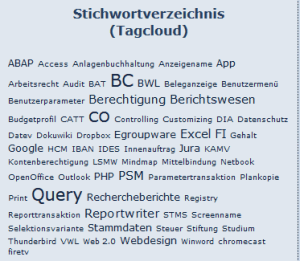 Tagcloud / Stichwortverzeichnis 03/2016